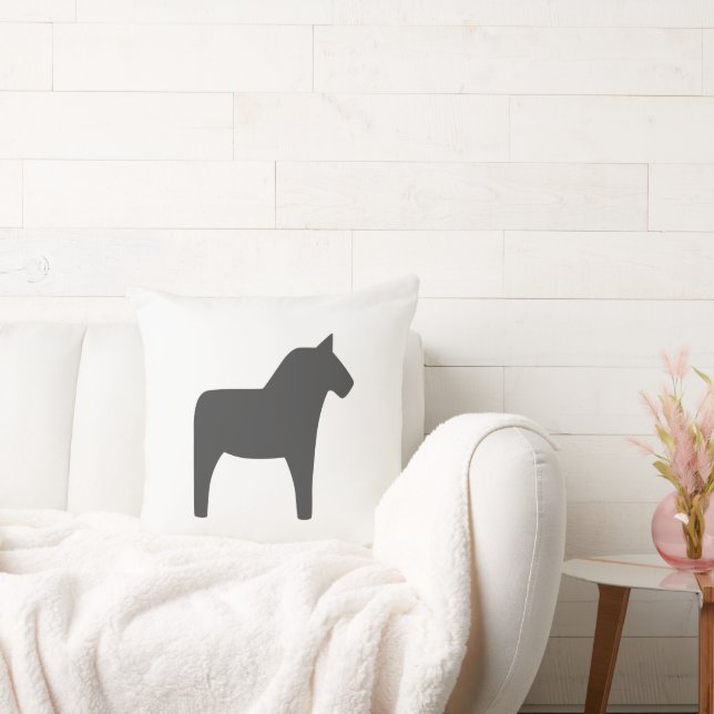 Dala Horse Donkergrijze Sierkussen (Bank)