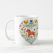 Dala Horse Folk Art Hygge Heart Pattern Mug Koffiemok (Links)