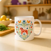 Dala Horse Folk Art Hygge Heart Pattern Mug Koffiemok