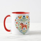 Dala Horse Folk Art Hygge Heart Pattern Mug Mok (Links)