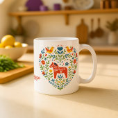 Dala Horse Folk Art Hygge Heart Pattern Mug Mok