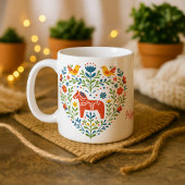 Dala Horse Folk Art Hygge Heart Pattern Mug Mok