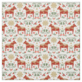Dala Horse Folk Kerstmis Stof (Swatch)