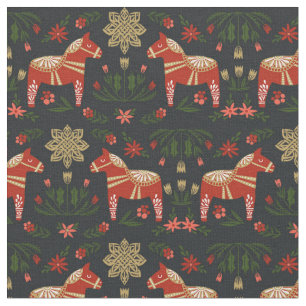 Dala Horse Folk met kerstzwarte kerst Stof