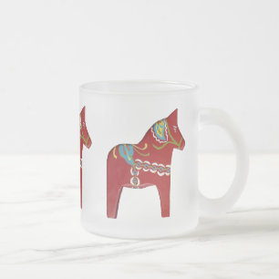 Dala Horse Frosted Glass Mok