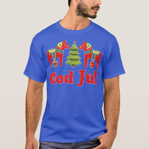 Dala Horse God Jul Christmas Tree Merry Xmas T-shirt