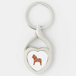 Dala Horse Heart Shaped Key Ring Sleutelhanger