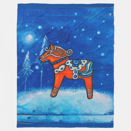 Dala Horse II Fleece Blanket Deken (Voorkant)