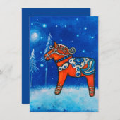 Dala Horse II in de winter Feestdagenkaart (Voorkant / Achterkant)