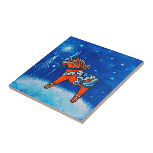 Dala Horse II Tile Onderzetter Tegeltje (Zijkant)