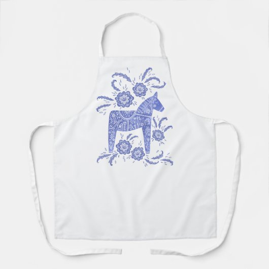 Dala Horse Indigo Blue en White Swedish Design Schort (Voorkant)