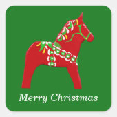 Dala Horse Kerst sticker (Voorkant)
