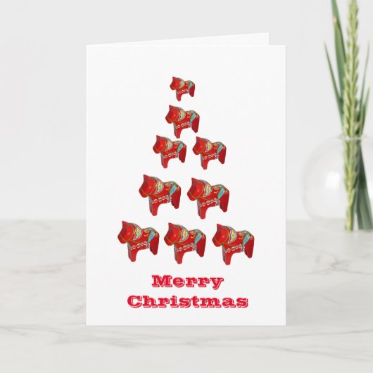 Dala Horse kerstboom Kaart (Voorkant)