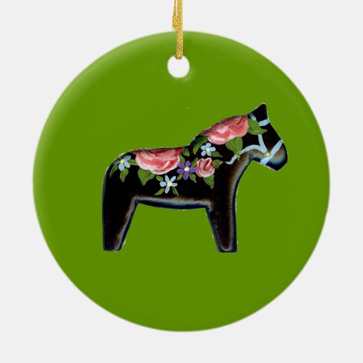 Dala Horse kerstversiering Keramisch Ornament (Achterkant)