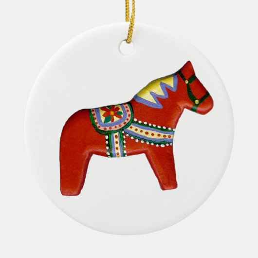 Dala Horse kerstversiering Keramisch Ornament (Voorkant)