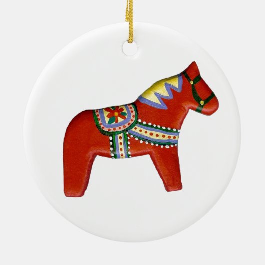 Dala Horse kerstversiering Keramisch Ornament (Achterkant)