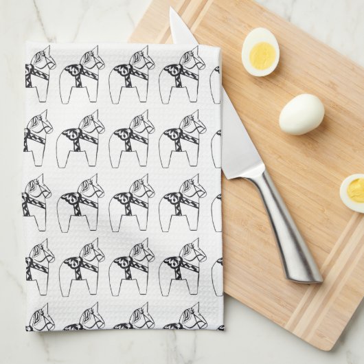 Dala Horse Kitchen Towel Theedoek (Quarter Fold)
