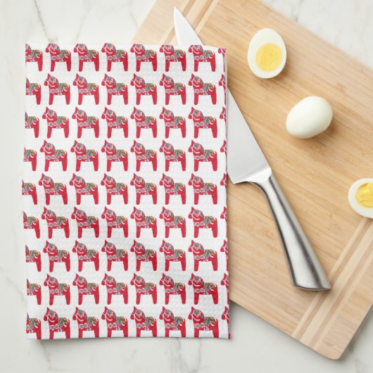Dala Horse Kitchen Towel Theedoek (Quarter Fold)