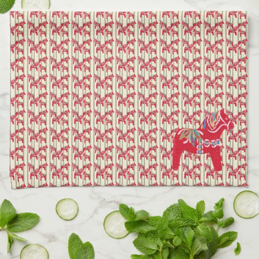 Dala Horse Kitchen Towel Theedoek (Gevouwen)