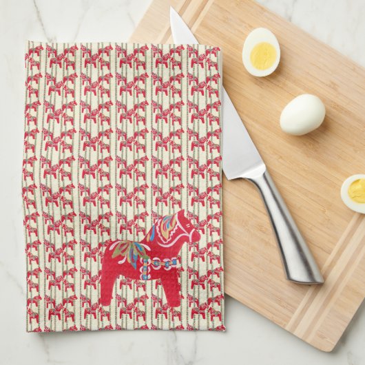 Dala Horse Kitchen Towel Theedoek (Quarter Fold)