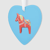 Dala Horse on Blue Heart Ornament (voorkant)