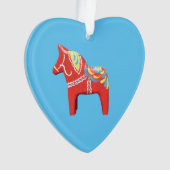 Dala Horse on Blue Heart Ornament (voorkant)