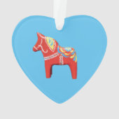 Dala Horse on Blue Heart Ornament (achterkant)