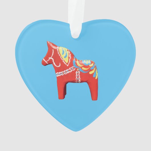 Dala Horse on Blue Heart Ornament (achterkant)