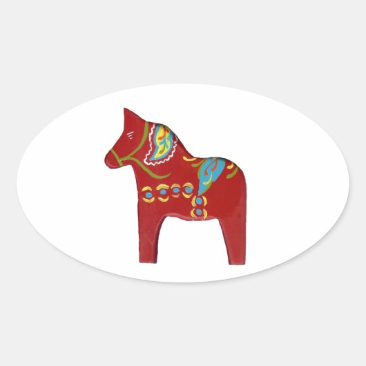 Dala Horse Oval Sticker (Voorkant)