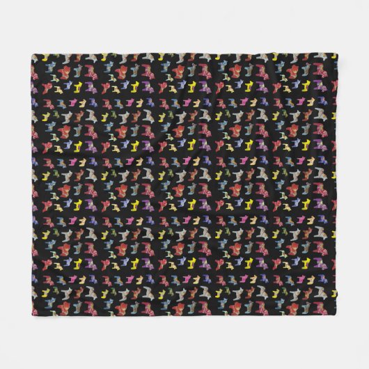 Dala Horse Parade Black Background Fleece Deken (Voorkant (Horizontaal))