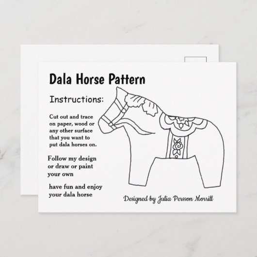 Dala Horse Pattern om te delen Feestdagenkaart (Voorkant / Achterkant)