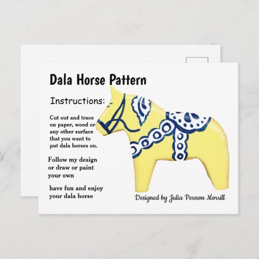Dala Horse Pattern om te delen Feestdagenkaart (Voorkant / Achterkant)