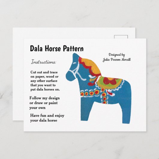 Dala Horse Pattern om te delen Feestdagenkaart (Voorkant / Achterkant)