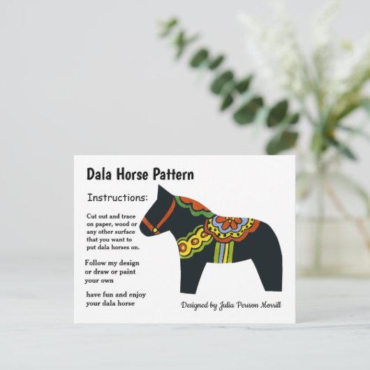 Dala Horse Pattern om te delen Feestdagenkaart (Staand voorkant)