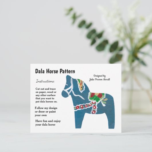 Dala Horse Pattern om te delen Feestdagenkaart (Staand voorkant)