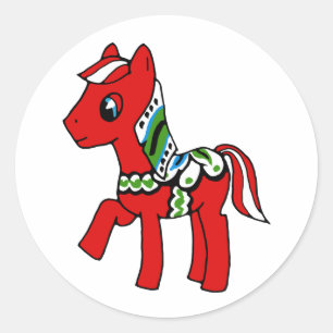 Dala Horse Pony Ronde Sticker