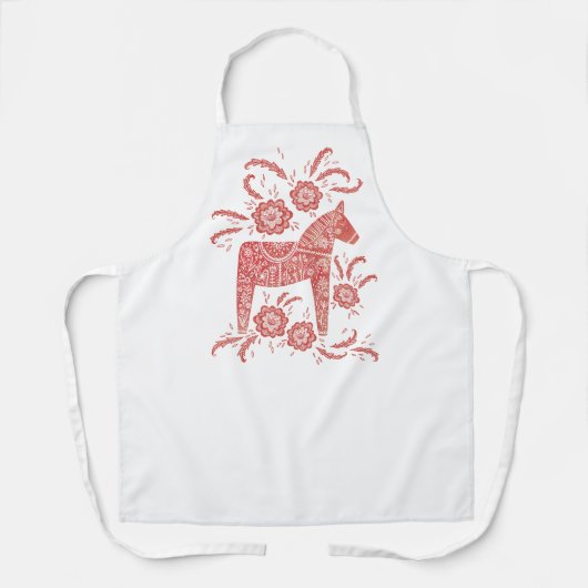 Dala Horse Red en White Swedish Design Schort (Voorkant)