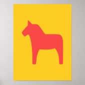 Dala Horse Red over Geel Poster (Voorkant)