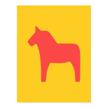 Dala Horse Red over Geel Poster