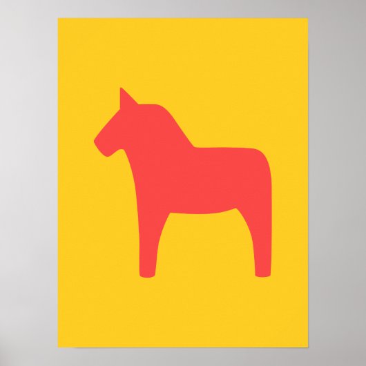 Dala Horse Red over Geel Poster (Voorkant)