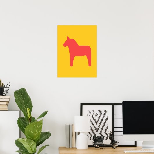 Dala Horse Red over Geel Poster (Thuiskantoor)