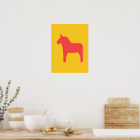 Dala Horse Red over Geel Poster