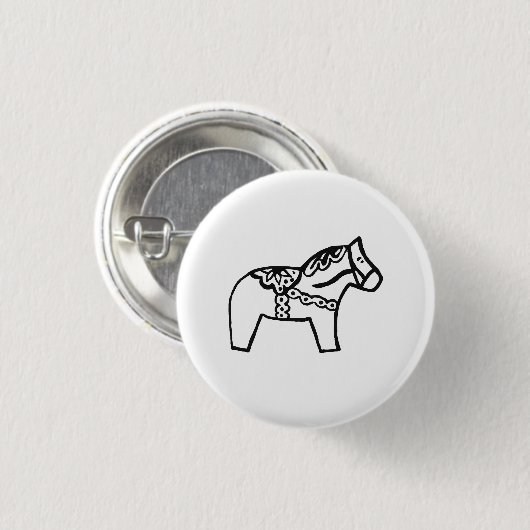 Dala Horse Ronde Button 3,2 Cm (Voorkant /achterkant)