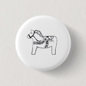Dala Horse Ronde Button 3,2 Cm (Voorkant)