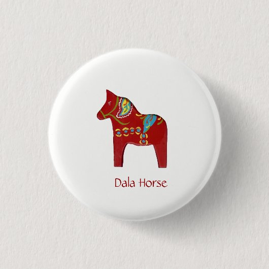 Dala Horse Ronde Button 3,2 Cm (Voorkant)