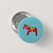 Dala Horse Ronde Button 3,2 Cm (Voorkant /achterkant)