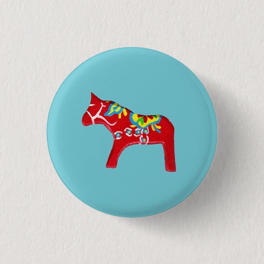 Dala Horse Ronde Button 3,2 Cm (Voorkant)