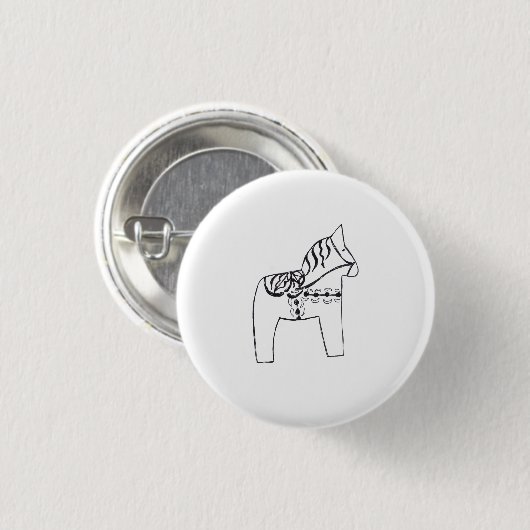 Dala Horse Ronde Button 3,2 Cm (Voorkant /achterkant)
