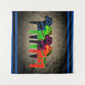 Dala Horse, rood, groen, blauw, zwart, folkpaard Wandkleed (Voorkant (horizontaal))