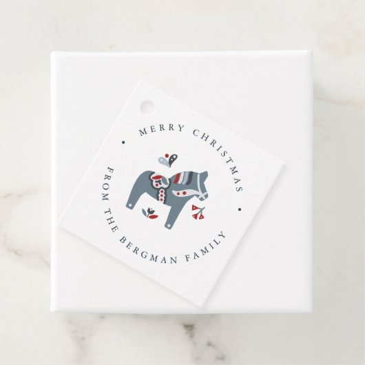 Dala Horse Scandinavian Folk Art Kerstmis Bedankjes Labels (In situ)